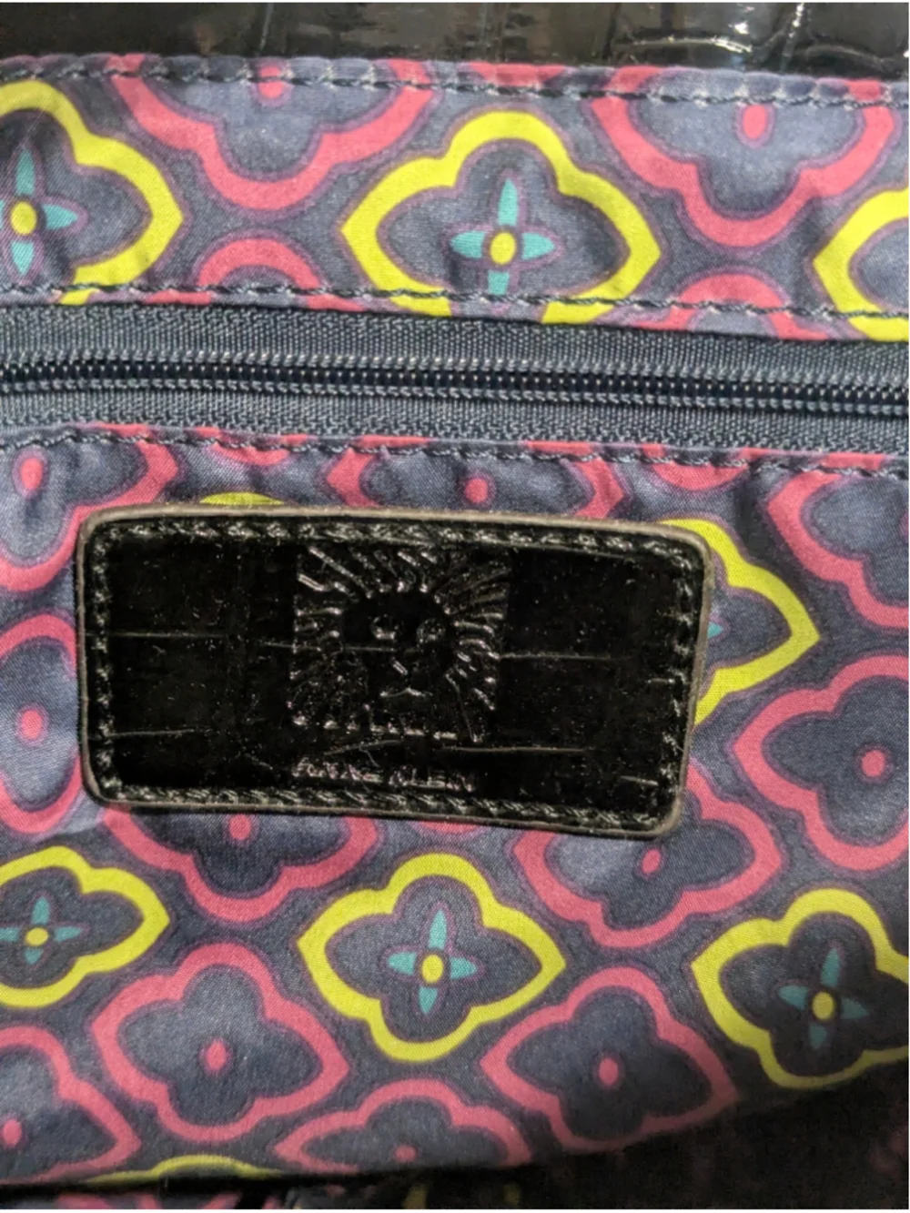 Anne Klein Black Croco Luxe II Shoulder Bag Gold